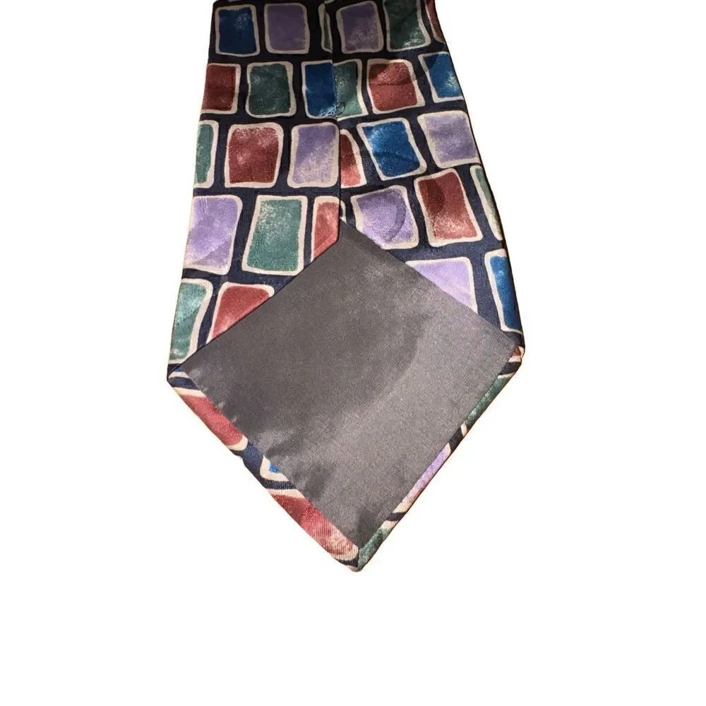 Manzoni Multicolored Wall Motif Handmade in Italh 100% Silk Neck Tie